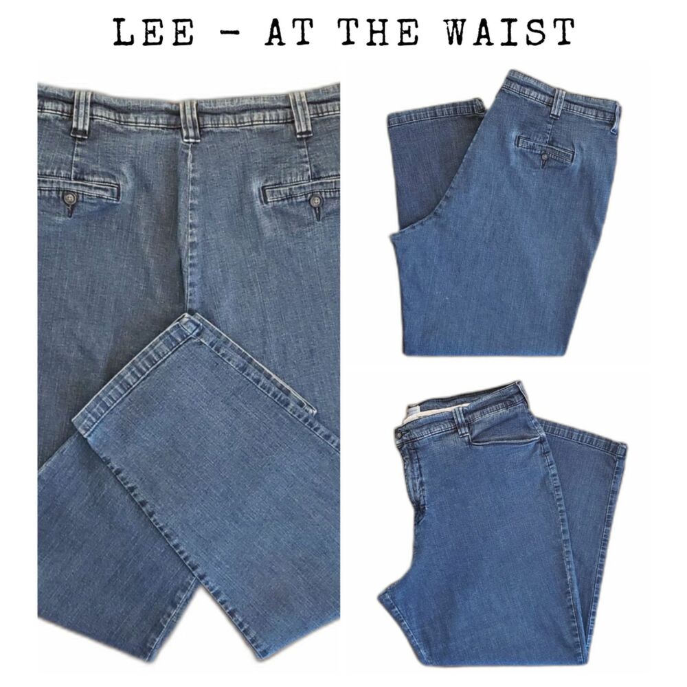 Lee Women At The Waist Denim Pants Blue Wash Size 22W/M